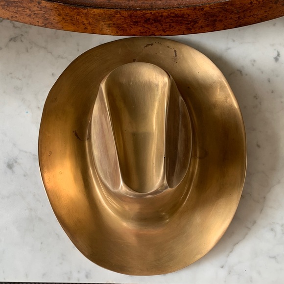 Large Vintage Brass Cowboy Hat Sculpture - Picture 7 of 7